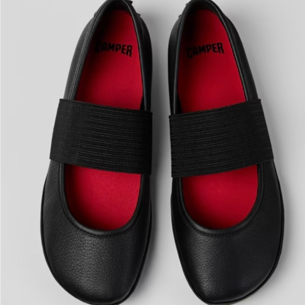 Camper black leather ballerina flats